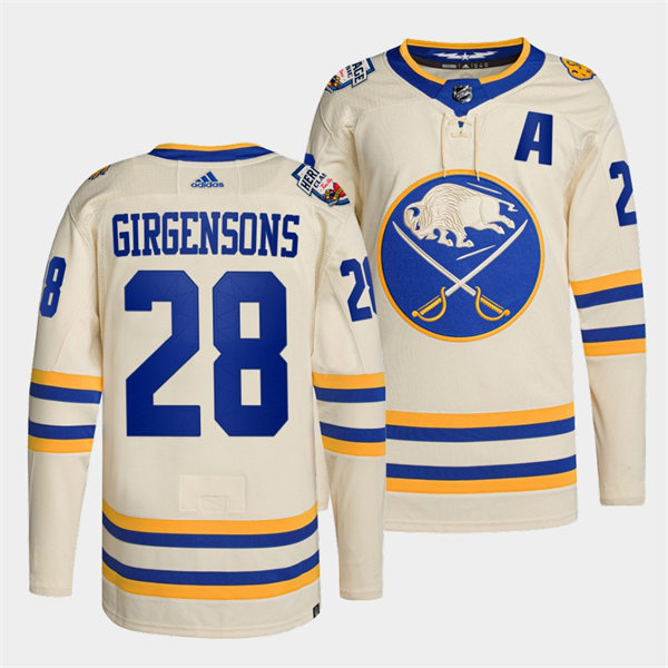 Men's Buffalo Sabres #28 Zemgus Girgensons Cream 2022 NHL Heritage Classic Premier Player Stitched Jersey