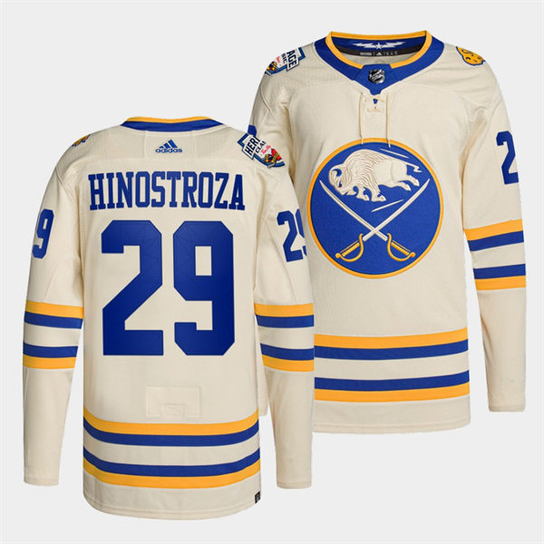 Men's Buffalo Sabres #29 Vinnie Hinostroza Adidas Cream 2022 NHL Heritage Classic Premier Player Stitched Jersey