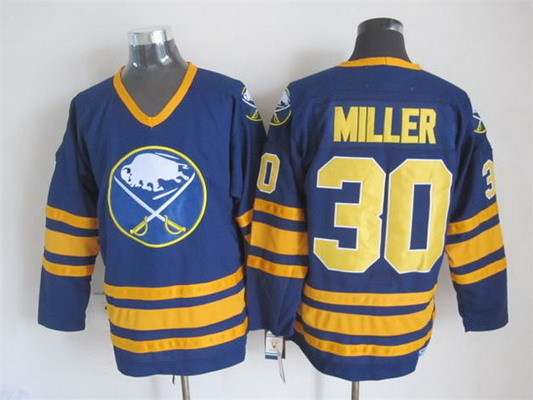Men's Buffalo Sabres #30 Ryan Miller 1983-84 Navy Blue CCM Vintage Throwback Stitched Jersey