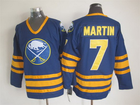 Men's Buffalo Sabres #7 Rick Martin 1983-84 Navy Blue CCM Vintage Throwback Stitched Jersey