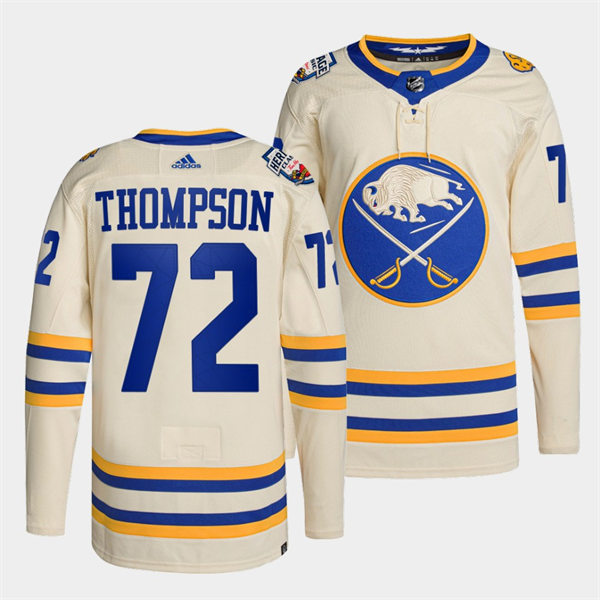 Men's Buffalo Sabres #72 Tage Thompson Cream 2022 NHL Heritage Classic Premier Player Stitched Jersey