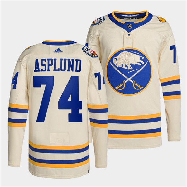 Men's Buffalo Sabres #74 Rasmus Asplund Cream 2022 NHL Heritage Classic Premier Player Stitched Jersey