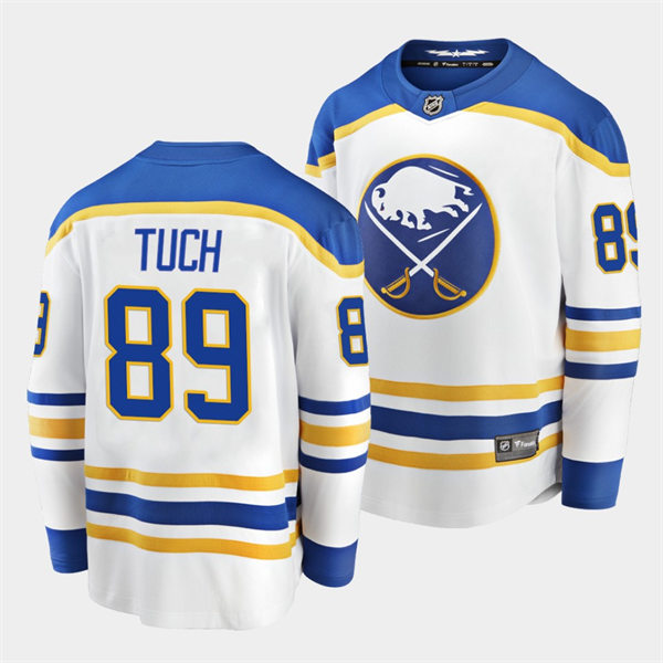 Men's Buffalo Sabres #89 Alex Tuch Adidas White Royal Away Premier Player Stitched Jersey