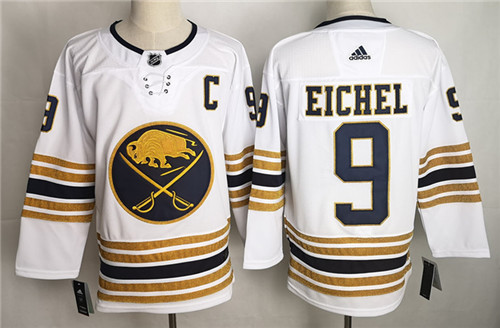 Men's Buffalo Sabres #9 Jack Eichel White 50th Season Premier Player Stitched Jersey