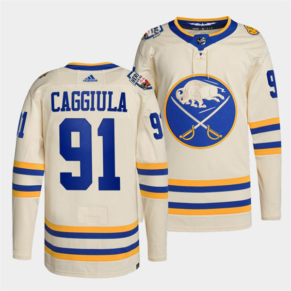 Men's Buffalo Sabres #91 Drake Caggiula Cream 2022 NHL Heritage Classic Premier Player Stitched Jersey