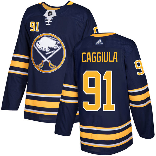 Men's Buffalo Sabres #91 Drake Caggiula adidas Navy Stitched Player Stitched Jersey