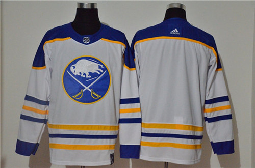 Men's Buffalo Sabres Blank Adidas White Away Premier Royal Team Stitched Jersey