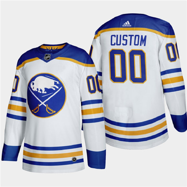 Men's Buffalo Sabres Custom Adidas White Royal Away Premier Jersey Stitched