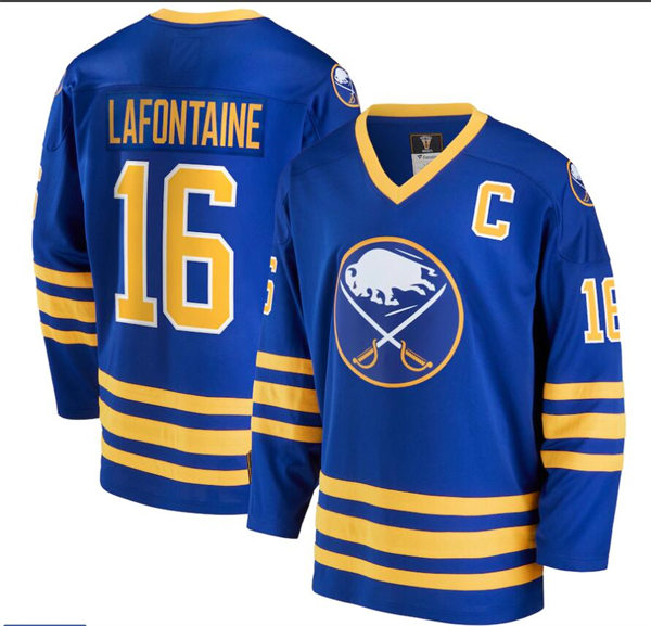 Men's Buffalo Sabres Retired Player #16 Pat LaFontaine Royal Vintage Throwback Stitched Jersey