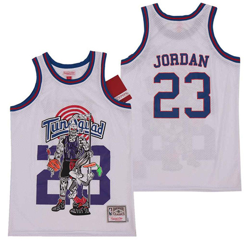 Men's Bulls 23 Michael Jordan skeleton white Jersey