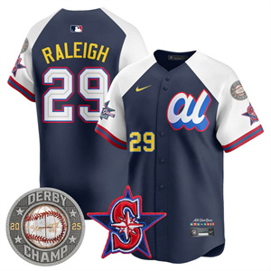 Men's Cal Raleigh HRDERBY Champion AL 2025 MLB All-Star Jersey V1 - All Stitched Cal Raleigh  - 29