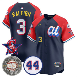 Men's Cal Raleigh HRDERBY Champion AL 2025 MLB All-Star Jersey V1 - All Stitched Cal Raleigh -# 3