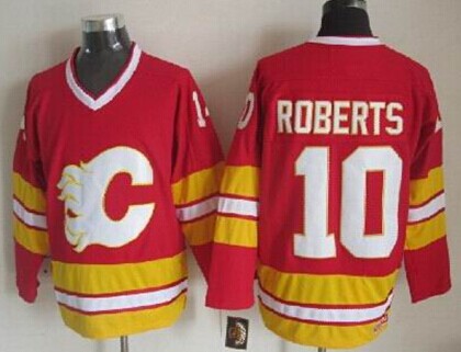 Men's Calgary Flames #10 Gary Roberts 1989 Red CCM Vintage Throwback Stitched Jersey