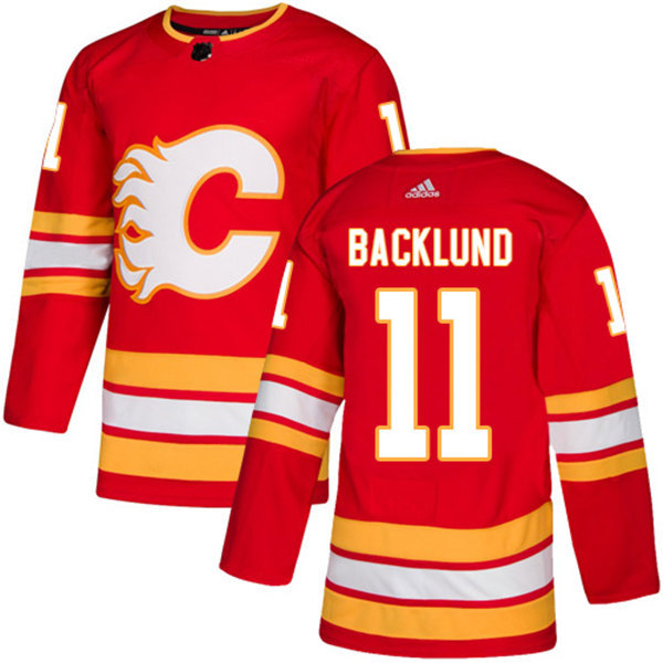 Men's Calgary Flames #11 Mikael Backlund adidas Red Alternate Stitched Jersey