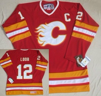 Men's Calgary Flames #12 Hakan Loob 1989 Red CCM Vintage Throwback Stitched Jersey