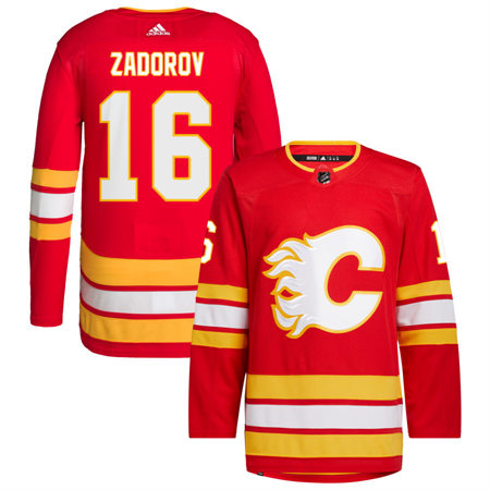 Men's Calgary Flames #16 Nikita Zadorov adidas Red Home Player Stitched Jersey