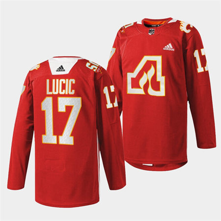 Men's Calgary Flames #17 Milan Lucic Adidas Red Honor the Atlanta Flames 2022 50th Stitched