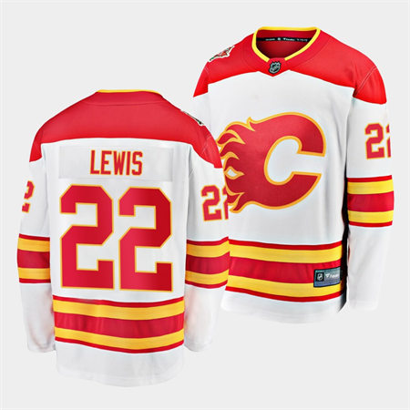 Men's Calgary Flames #22 Trevor Lewis Adidas White Away Player Stitched Jersey