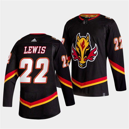 Men's Calgary Flames #22 Trevor Lewis Black Adidas 2021 Reverse Retro Stitched Jersey