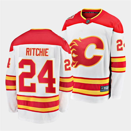 Men's Calgary Flames #24 Brett Ritchie Adidas White Away Player Stitched Jersey