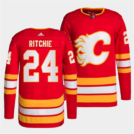 Men's Calgary Flames #24 Brett Ritchie adidas Red Home Player Stitched Jersey