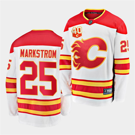 Men's Calgary Flames #25 Jacob Markstrom Adidas White Away Player Stitched Jersey