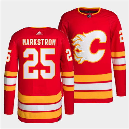 Men's Calgary Flames #25 Jacob Markstrom adidas Red Home Player Stitched Jersey