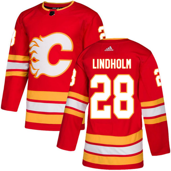 Men's Calgary Flames #28 Elias Lindholm adidas Red Alternate Stitched Jersey
