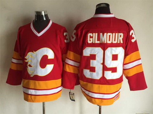 Men's Calgary Flames #39 Doug Gilmour 1989 Red CCM Vintage Throwback Stitched Jersey