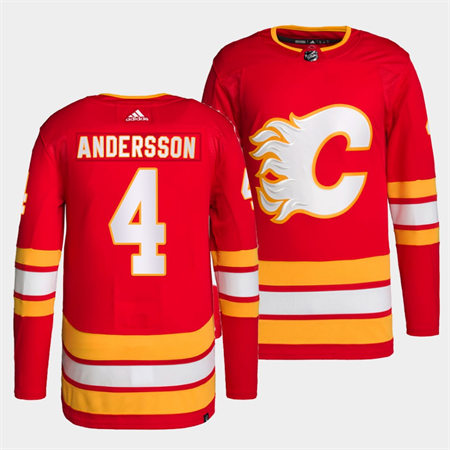 Men's Calgary Flames #4 Rasmus Andersson adidas Red Home Player Stitched Jersey