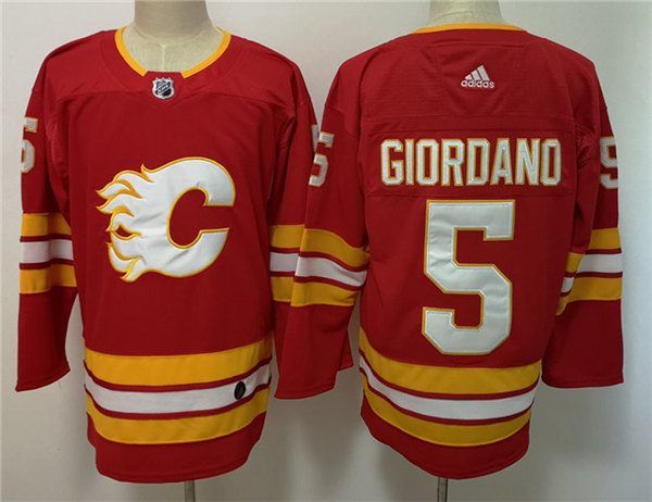 Men's Calgary Flames #5 Mark Giordano adidas Red Alternate Stitched Jersey