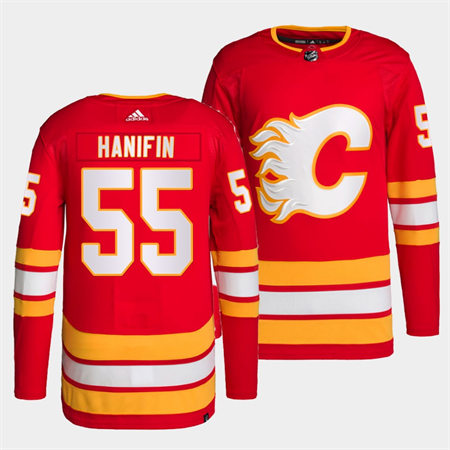 Men's Calgary Flames #55 Noah Hanifin adidas Red Home Player Stitched Jersey