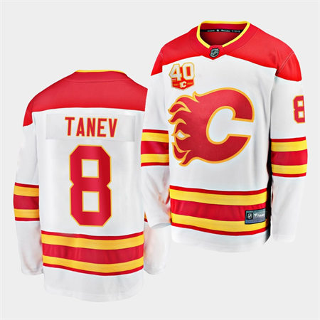 Men's Calgary Flames #8 Christopher Tanev Adidas White Away Player Stitched Jersey