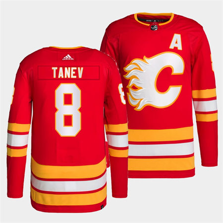 Men's Calgary Flames #8 Christopher Tanev adidas Red Home Player Stitched Jersey