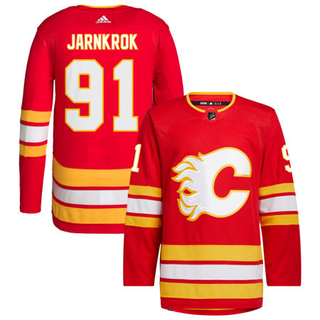 Men's Calgary Flames #91 Calle Jarnkrok adidas Red Home Player Stitched Jersey