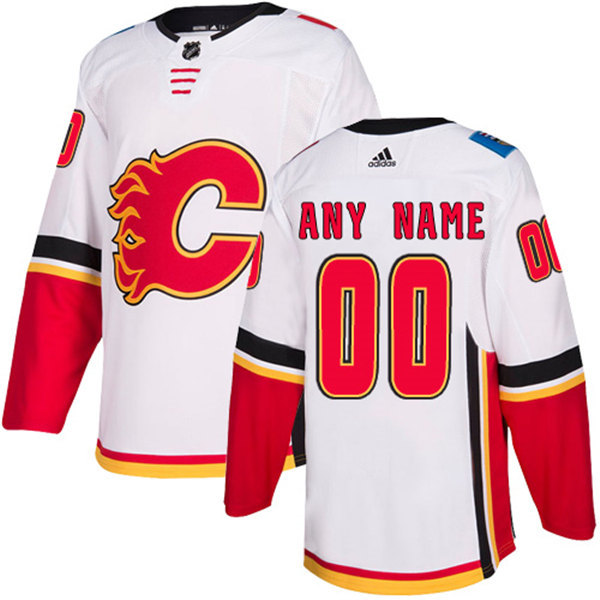 Men's Calgary Flames Adidas White Away Custom Jersey Stitched