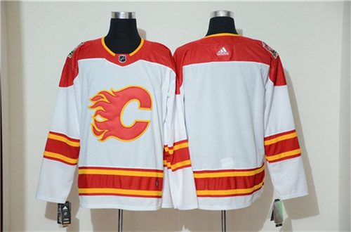 Men's Calgary Flames Blank 2019-20 White Heritage Classic Team Stitched Jersey