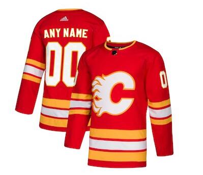 Men's Calgary Flames adidas Red Alternate Custom Jersey Stitched