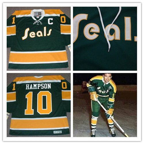 Men's California Golden Seals #10 TED HAMPSON 1970 CCM Vintage Throwback NHL Stitched Jersey