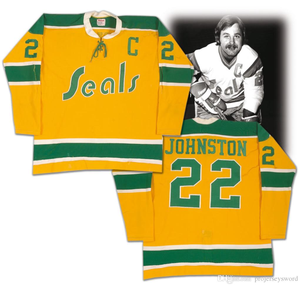 Men's California Golden Seals #22 Joey Johnston Gold CCM Throwback Vintage Hockey Stitched Jersey