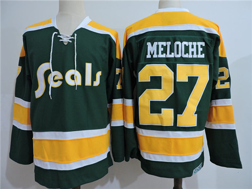 Men's California Golden Seals #27 GILLES MELOCHE 1972 CCM Vintage Throwback NHL Stitched Jersey