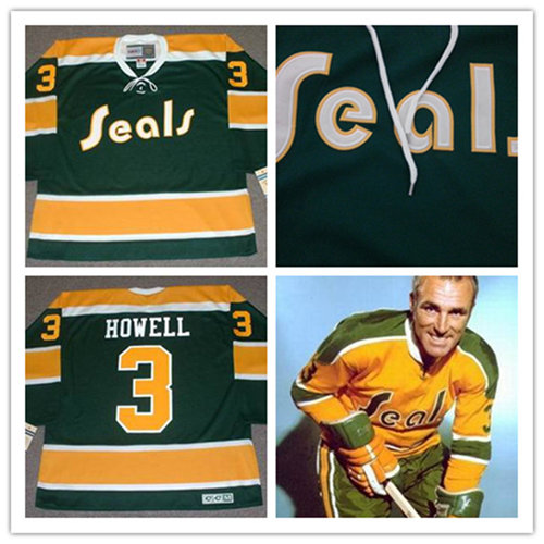 Men's California Golden Seals #3 HARRY HOWELL 1970 CCM Vintage Throwback NHL Stitched Jersey