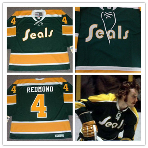 Men's California Golden Seals #4 DICK REDMOND 1972 CCM Vintage Throwback NHL Stitched Jersey