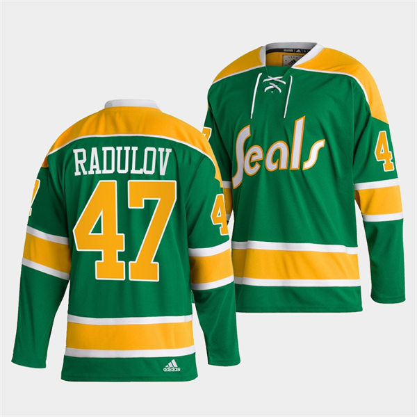 Men's California Golden Seals #47 Alexander Radulov adidas Green Team Classics Stitched Jersey