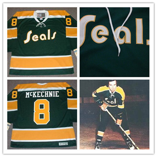 Men's California Golden Seals #8 WALT McKECHNIE 1972 CCM Vintage Throwback NHL Stitched Jersey