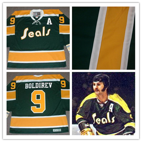 Men's California Golden Seals #9 IVAN BOLDIREV 1972 CCM Vintage Throwback NHL Stitched Jersey