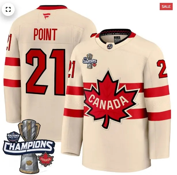 Men's Canada 2025 4 Nations Face-Off Champions Jersey - All Stitched Cream Brayden Point 21