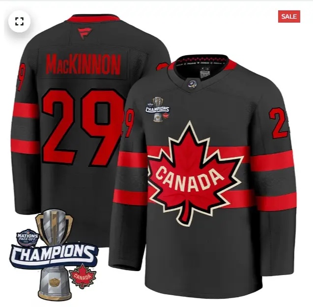 Men's Canada 2025 4 Nations Face-Off Champions Jersey - All Stitched Nathan MacKinnon 29