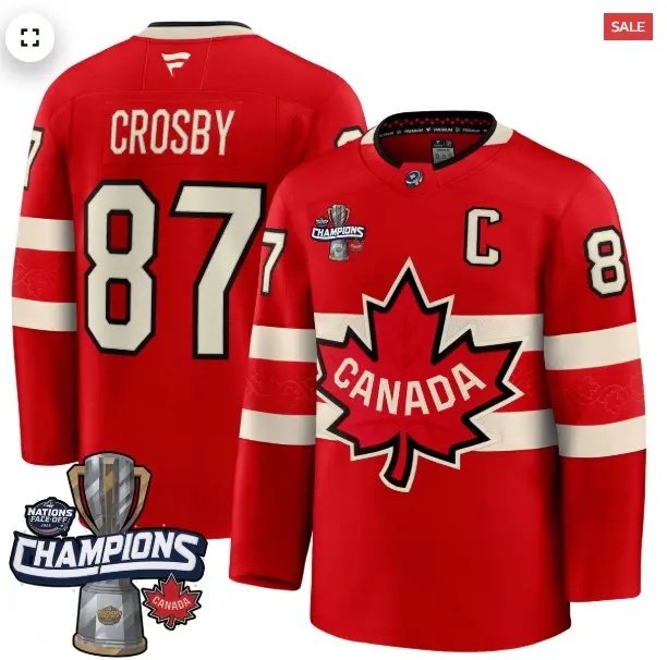 Men's Canada 2025 4 Nations Face-Off Champions Jersey - All Stitched red 87 Sidney Crosby