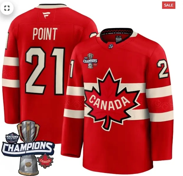 Men's Canada 2025 4 Nations Face-Off Champions Jersey - All Stitched red Brayden Point 21
